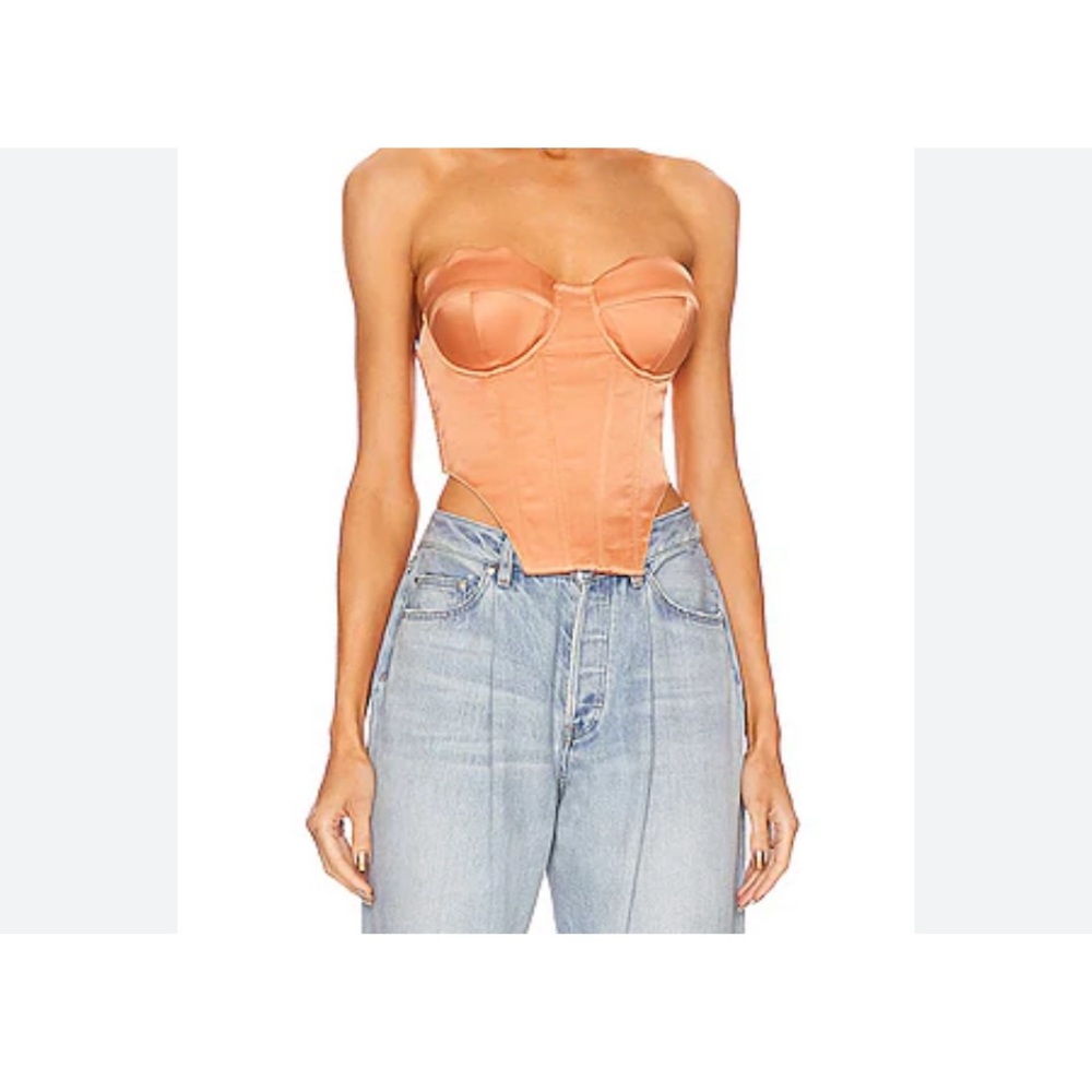 Satin Orange peach Corset Tank Top